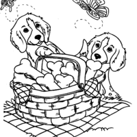 Desenho de Cachorro no piquenique para colorir