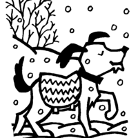 Desenho de Cachorro na neve para colorir