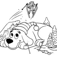 Desenho de Cachorro no inverno para colorir
