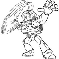 Desenho de Buzz Lightyear usando seus poderes para colorir