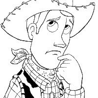 Desenho de Woody pensativo para colorir