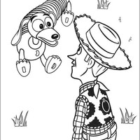Desenho de Woody e Slinky para colorir