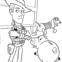 Desenho de Woody, Hamm e Slinky para colorir