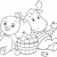 Desenho de Pablo e Tyrone comendo maçãs para colorir