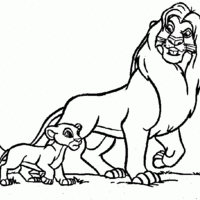 Desenho de O Rei Leão e o filho Simba para colorir