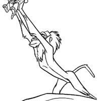 Desenho de Rafiki mostrando Simba para colorir