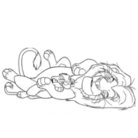 Desenho de Simba dormindo com Mufasa para colorir