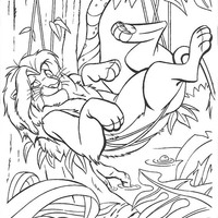 Desenho de Simba dormindo nos galhos de árvore para colorir