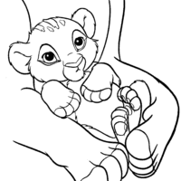 Desenho de Simba nos braços de Sarabi para colorir