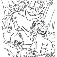 Desenho de Timão, Pumba e Simba para colorir