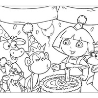 Desenho de Aniversário Dora Aventureira para colorir