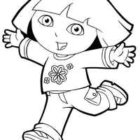 Desenho de Dora saltando de felicidade para colorir