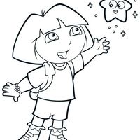 Desenho de Dora com a estrelinha para colorir