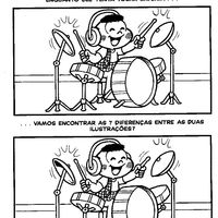Desenho de Jogo dos 7 erros Cascão tocando bateria para colorir