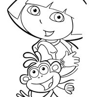 Desenho de Dora e macaquinho Botas para colorir