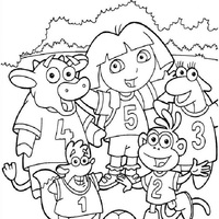 Desenho de Dora e seus melhores amigos para colorir