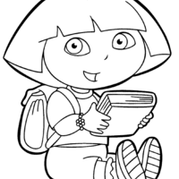 Desenho de Dora na escola para colorir