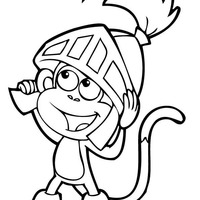 Desenho de Macaco Botas com armadura para colorir
