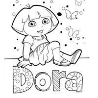 Desenho de Palavra Dora para colorir