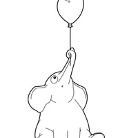 Desenho de Elefante brincando com bola de soprar para colorir