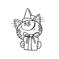 Desenho de Gato natalino para colorir