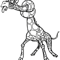 Desenho de Girafa com pescoço enrolado para colorir
