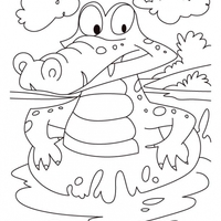 Desenho de Jacaré nadando com boia para colorir