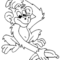 Desenho de Macaco pegando banana para colorir