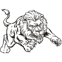 Desenho de Leão atacando para colorir