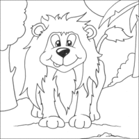 Desenho de Leão com juba despenteada para colorir