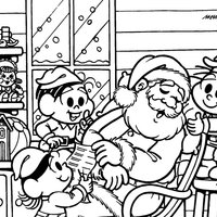 Desenho de Papai Noel e a Turma da Monica para colorir