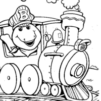 Desenho de Barney no trem para colorir
