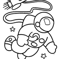 Desenho de Astronauta e nave espacial para colorir