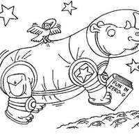 Desenho de Hipopótamo astronauta para colorir