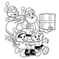 Desenho de Turma da Monica e Santa Claus para colorir