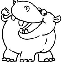Desenho de Hipopótamo sorrindo para colorir