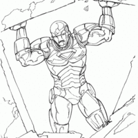 Desenho de Iron Man levantando teto para colorir