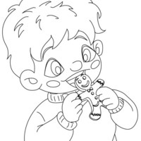 Desenho de Bebê comendo biscoito para colorir