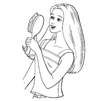 Desenho de Barbie penteando o cabelo para colorir