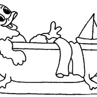 Desenho de Pato tomando banho na banheira para colorir