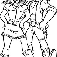 Desenho de Cowboy e cowgirl para colorir
