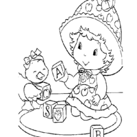 Desenho de Moranguinho bebê com patinho para colorir