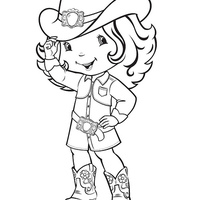 Desenho de Moranguinho cowgirl para colorir