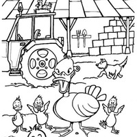 Desenho de Patos na granja para colorir