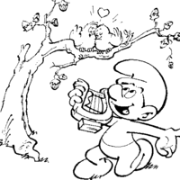 Desenho de Smurf tocando arpa para colorir