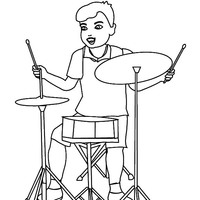 Desenho de Menino tocando bateria para colorir