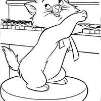 Desenho de Gato brincando com piano para colorir