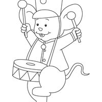 Desenho de Ratinho tocando tambor para colorir
