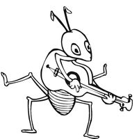 Desenho de Formiga e o violão para colorir