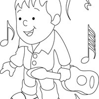Desenho de Menino e violão para colorir